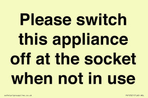 Please switch this appliance off at the socket when not in use